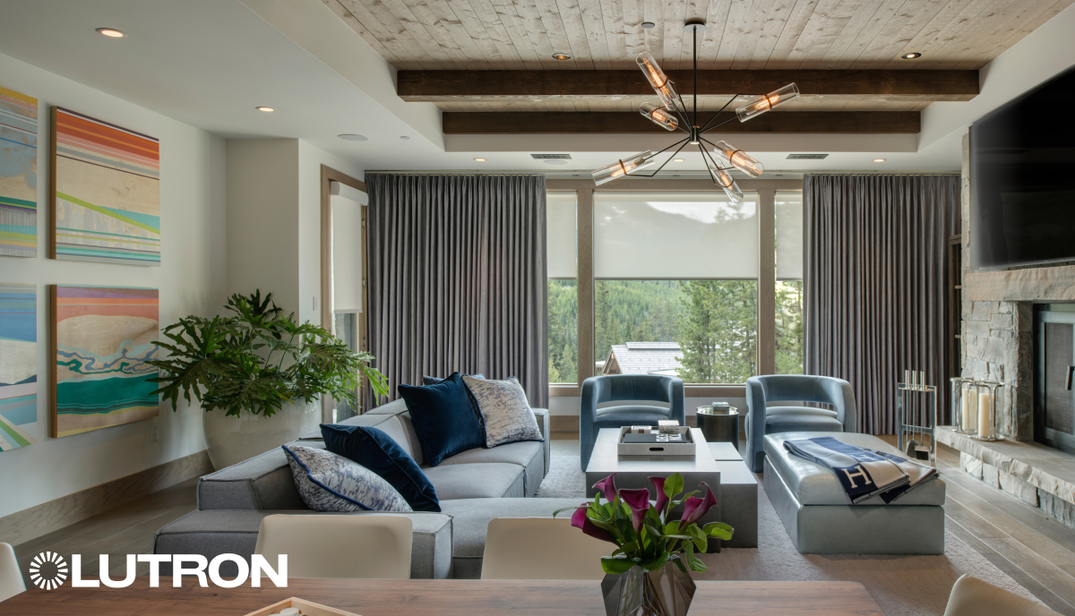 Family Room Motorized Drapes - Preset Control